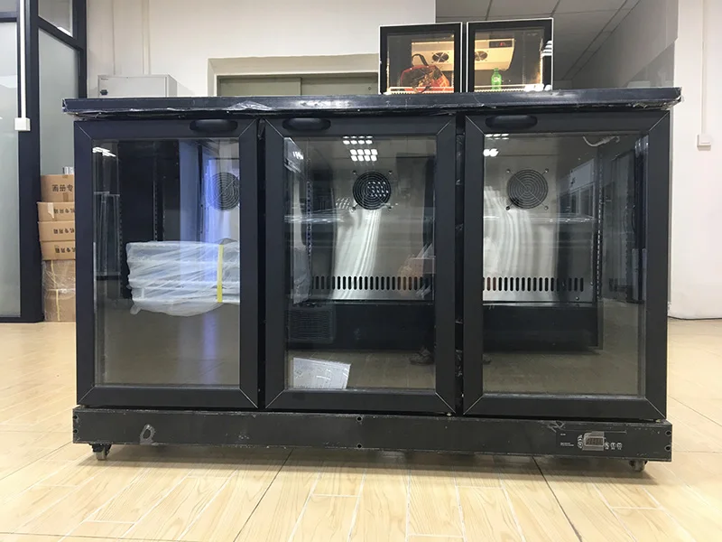Undermount 3 Door Counter Built in Mini bar Fridge Glass Door Under Count