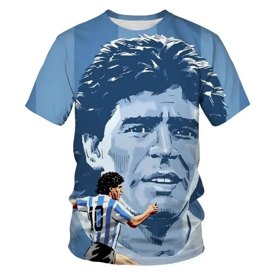 Summer Men Diego Armando Maradona T-Shirt Football Player 3D Printed O-Neck Tops Tees Male Clothing Casual Stylish Streetwear