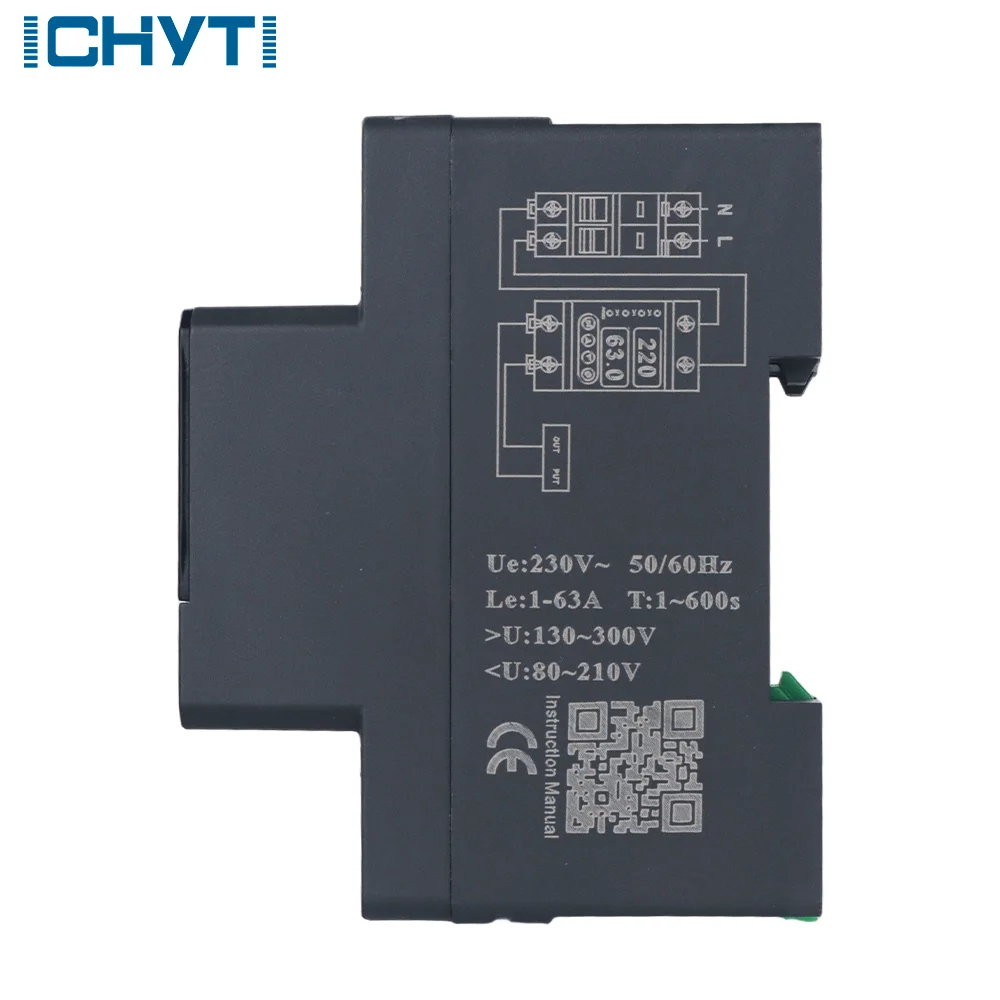 10 قطعة CHYT صنع النحاس 2P 63A قابل للتعديل الجهد حامي التتابع جودة عالية 110 فولت/220 فولت مرحلة واحدة الاسمي النحاس PC LCD ل S #3