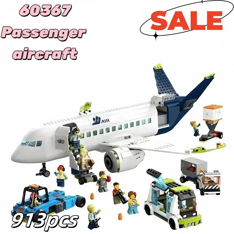 

Совместимый конструктор 60367 «Пассажирский самолет» для детей, 913 деталей, с открывающимся и закрывающимся салоном, идеально подходит для детских праздников.