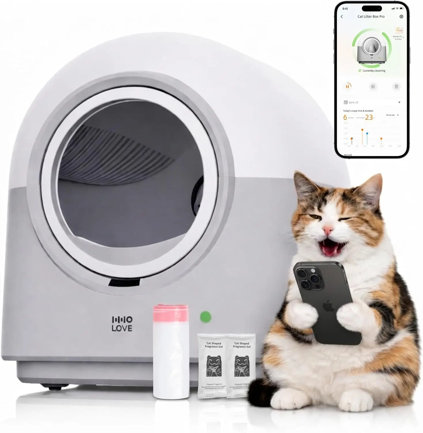 

Self Cleaning Litter Box Automatic with Safety Sensors, Odor Control, Real-Time Health & Weight Monitor, Ultra-Quiet, 60L Large