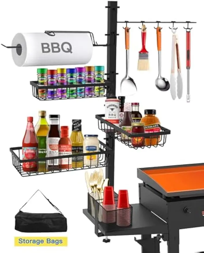 

Blackstone Griddle Organizer with Paper Towel Holder, BBQ Grill Utensil Caddy for Outdoor Kitchen and Gifts