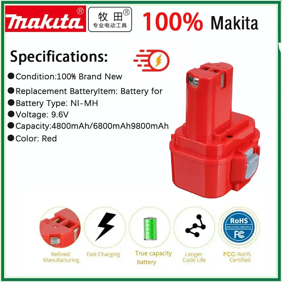 

4800mAh Rechargeable batteries for Makita 9.6V Screwdriver Power Tools Bateria PA09 9120 9122 9134 Screwdriver battery