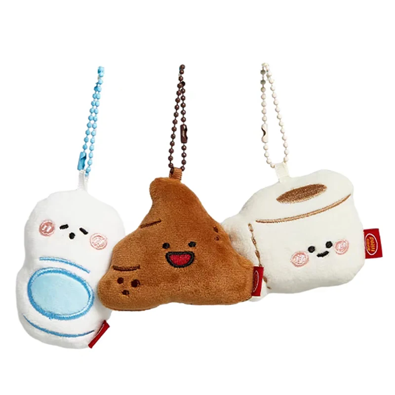 Cartoon Weird Roll Paper Toilet Toilet Stool Plush Doll Pendant Keychain Funny Kawaii Plush Bag Charms Decor Birthday Gift