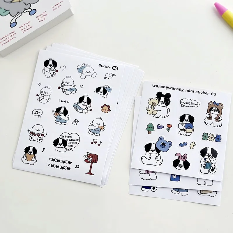 

Korean Ins Style Cute Curly Dog Stickers French Hand Drawn Removable Decals for Journaling Scrapbooking Daily