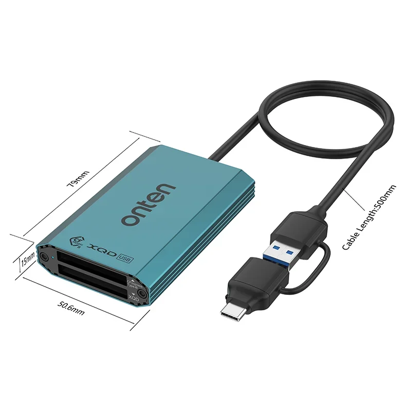 ONTEN  OTN-P1 2 in 2(USB C & USB A) 10G HUB USB 3.2 Gen 2 10Gbps CFexpress B and XQD Card Reader