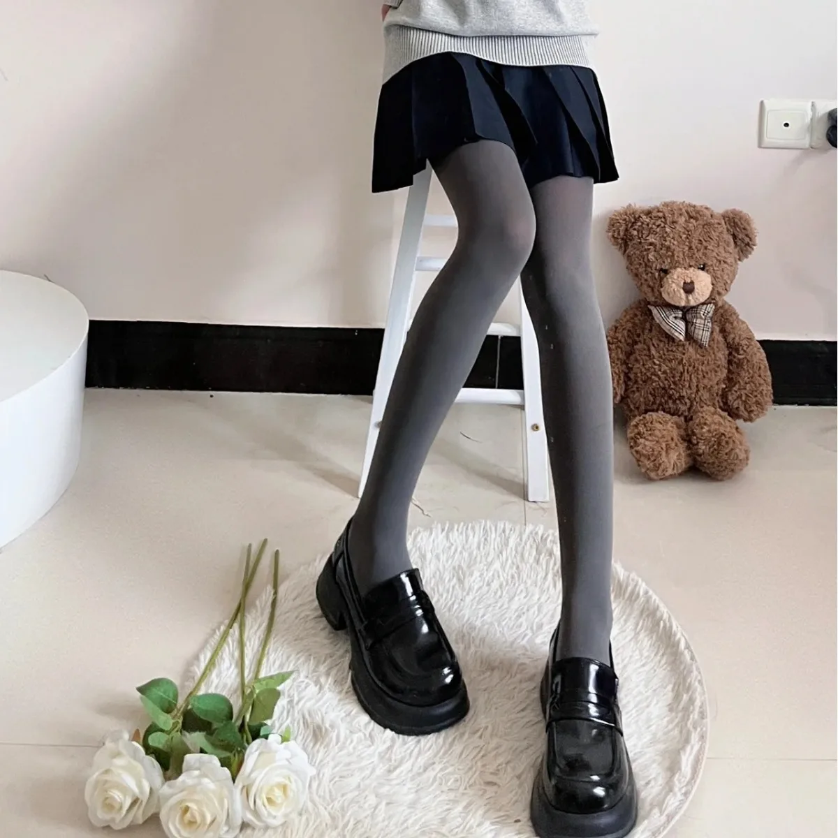 Autumn Solid Color Simple Smooth Hottie Sexy Pantyhose Velvet Matte Comfort High Elastic Shape Women's Outerwear Tights