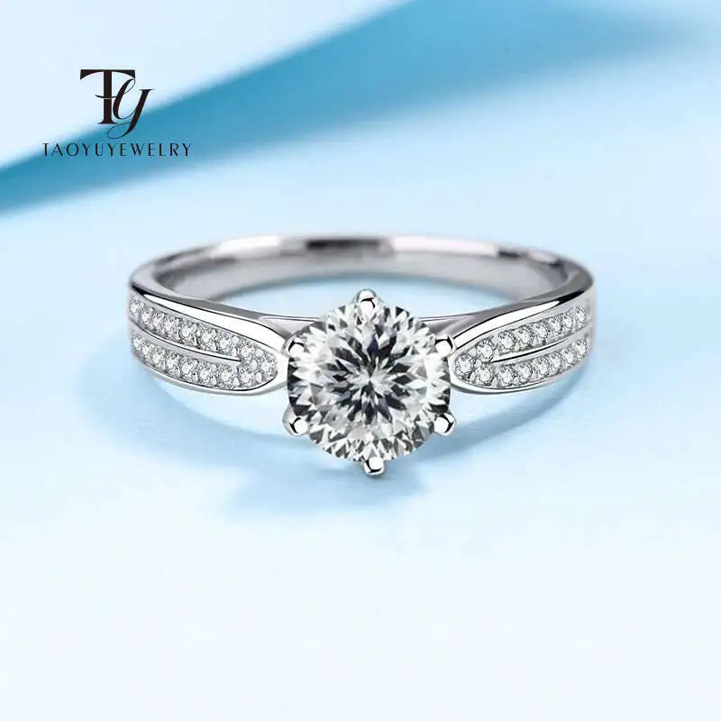 

Женское кольцо с муассанитом, 1 карат, 6,5 мм, d Цвет