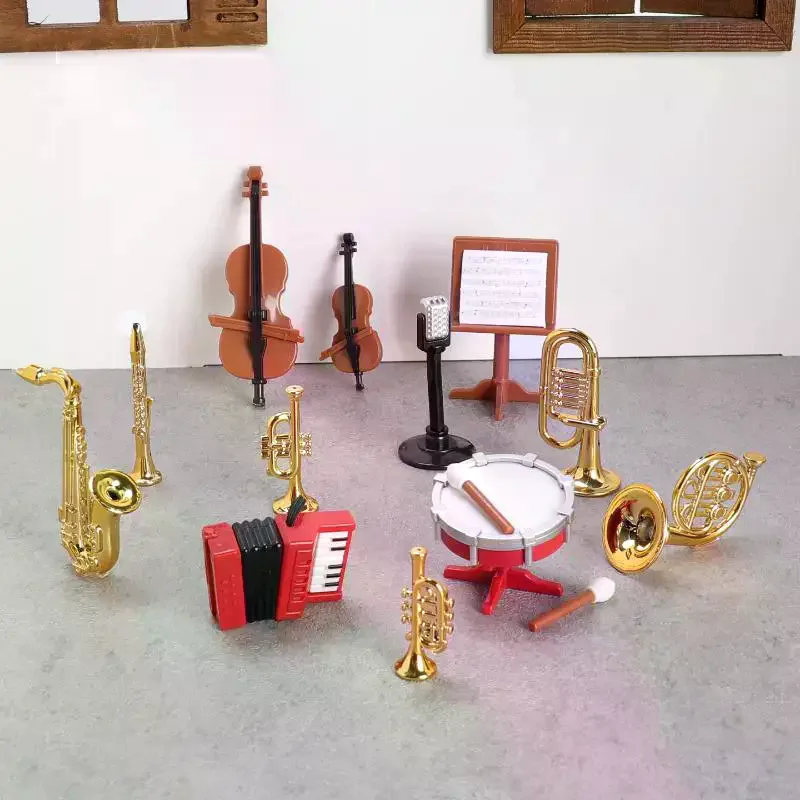 1 Set Home Decor Spielzeug 1:12 Puppenhaus Miniatur Akkordeon Sax Klassische Musikinstrument Modell Ornament Puppenhaus Zubehör
