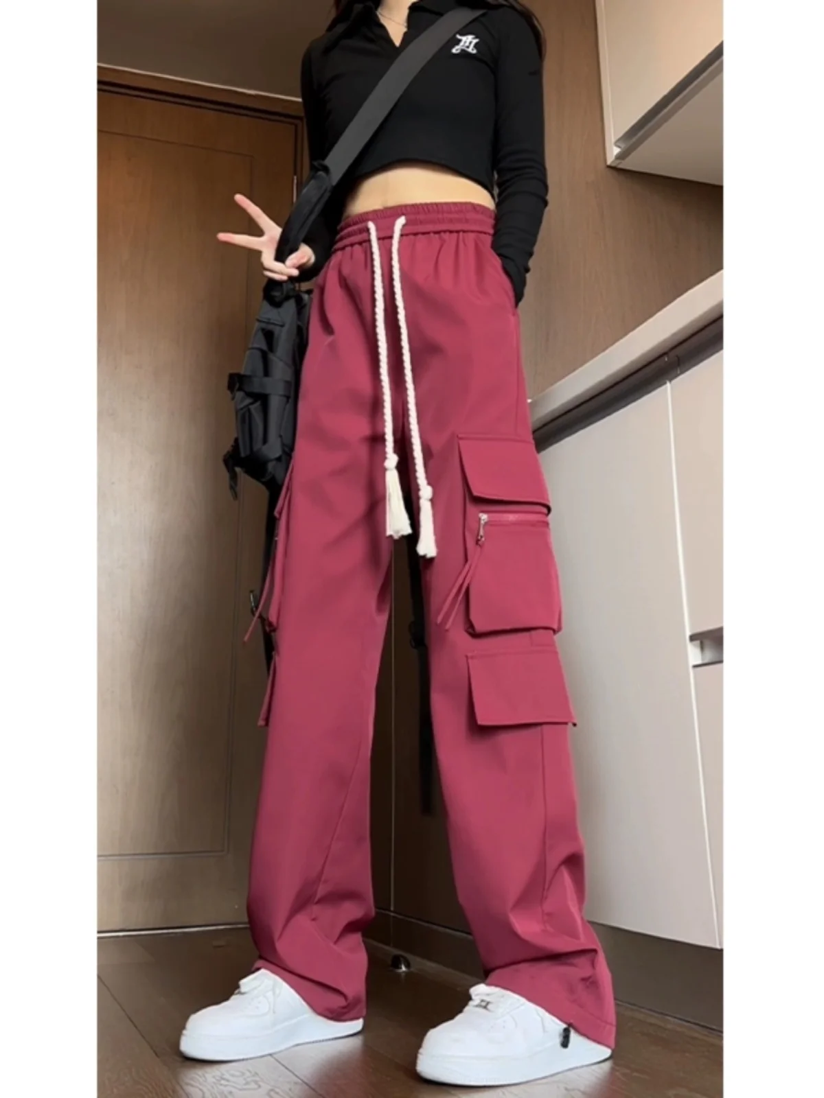 

Водонепроницаемые повседневные брюки-карго с прямыми штанинами, мужские, осень 2024, новые, в американском стиле, рабочая одежда, модные молодежные брюки