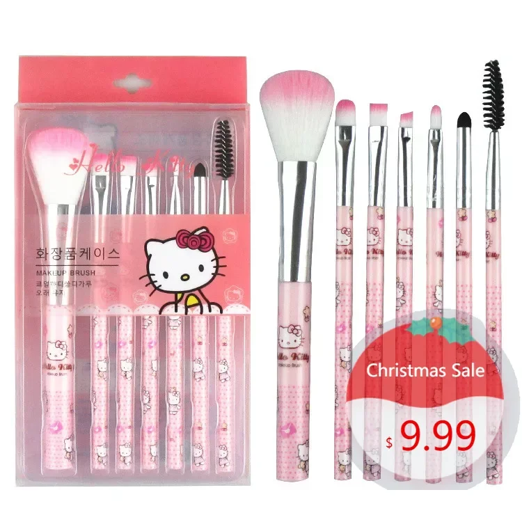 

Sanrio Makeup Brush Set Hello Kitty Anime Fashion Jewelry Blush Eyebrow Lip Eyeshadow Brush Beauty Tools Girls Gift with Box