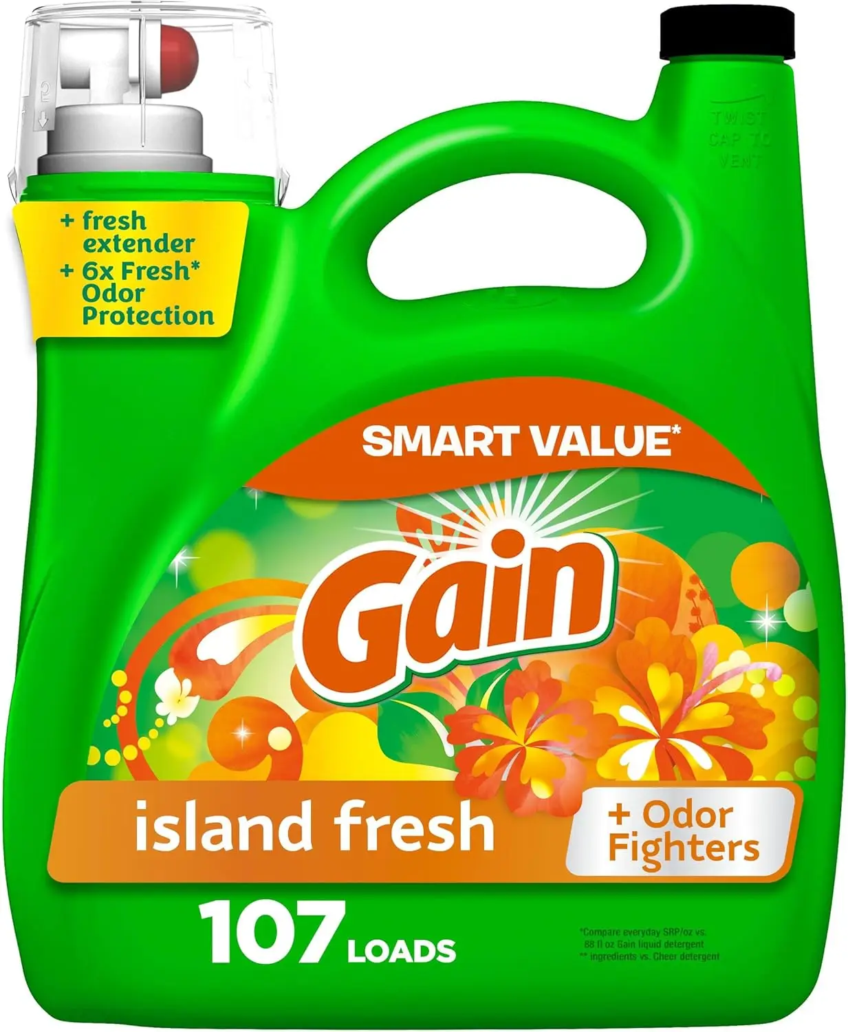 Detergente Líquido para Ropa Aroma Boost, Aroma Island Fresh, 107 Lavados, 154 fl oz, Compatible con Lavadoras HE para Ropa Limpia