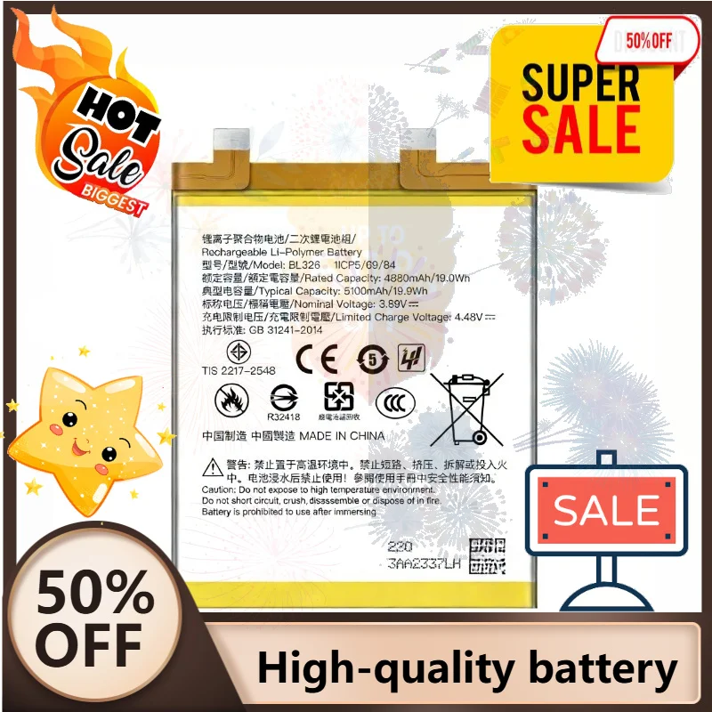 SWZY BL326 Battery 5100mAh 3.89V For Lenovo Legion Y70 L71091 Mobile Phone Batteries +Tools