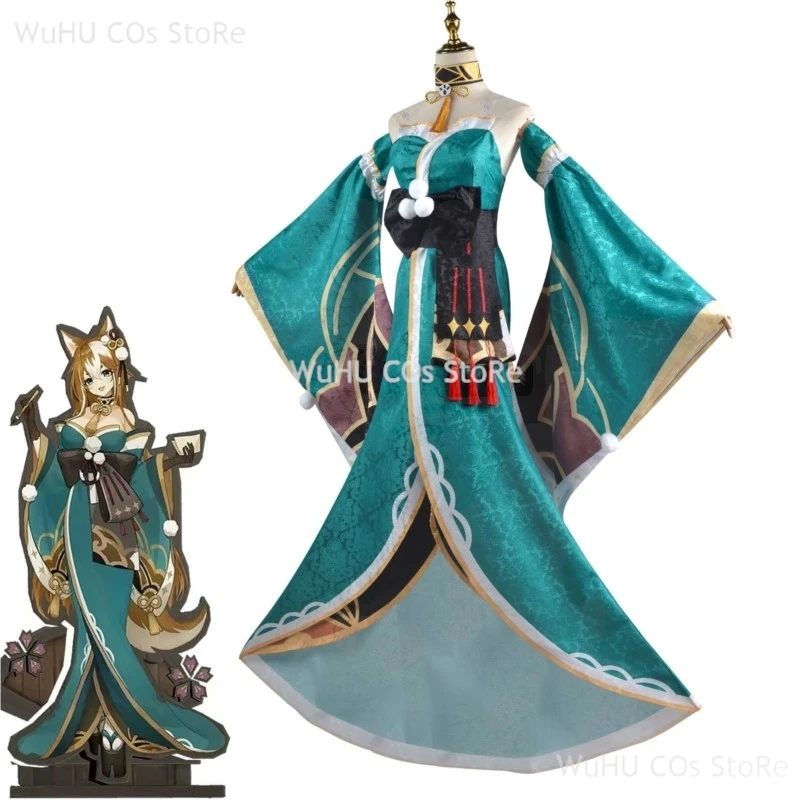 Genshin Impact Miss Hina disfraz de Cosplay para mujer, uniforme de Anime, peluca, vestido, conjunto completo, fiesta de Halloween, Gorou