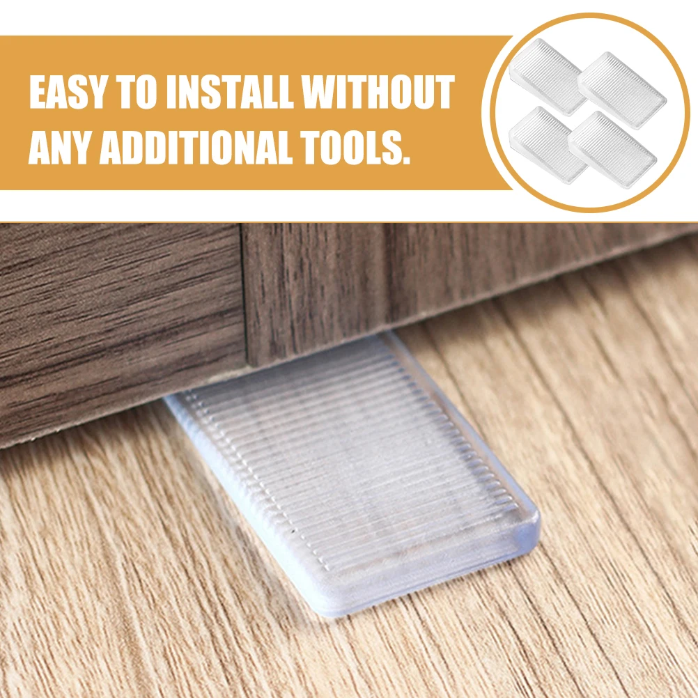 

4pcs Furniture Levelers Table Leg Shims Leveling Feet Stabilizers Transparent Rubber Spacers for Chairs Tables Cabinets