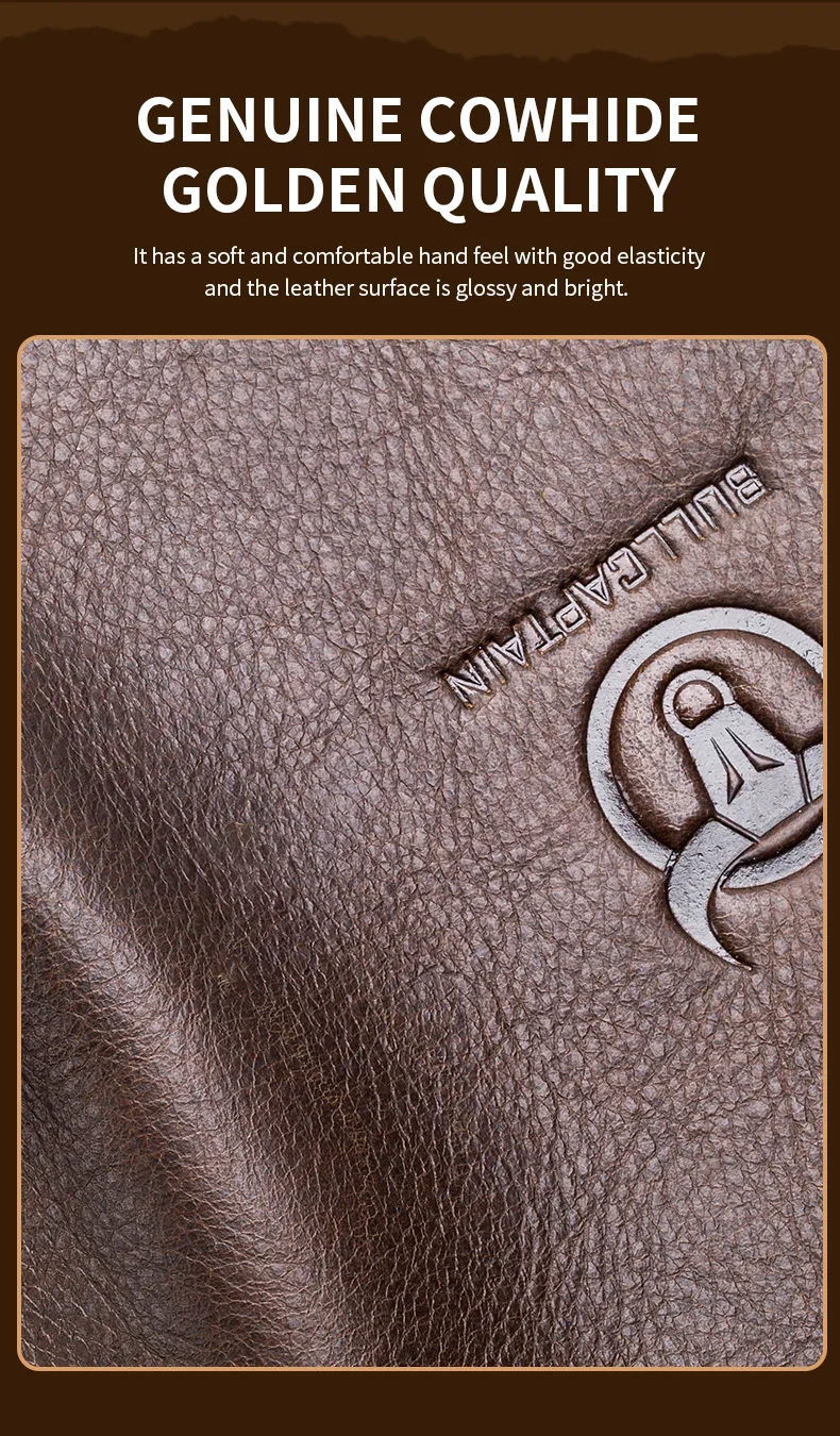 BULLCAPTAIN Herren-Umhängetasche, modische Ledertasche, trendige Retro-Herren-Umhängetasche aus hochwertigem Rindsleder. – Detail 7