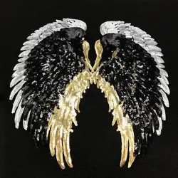 1/2PCS Sequin Feather Angel Wings Patches Clothes Iron Sequined Dress Jeans Shirt DIY Appliques Decoration Sewing Accessories