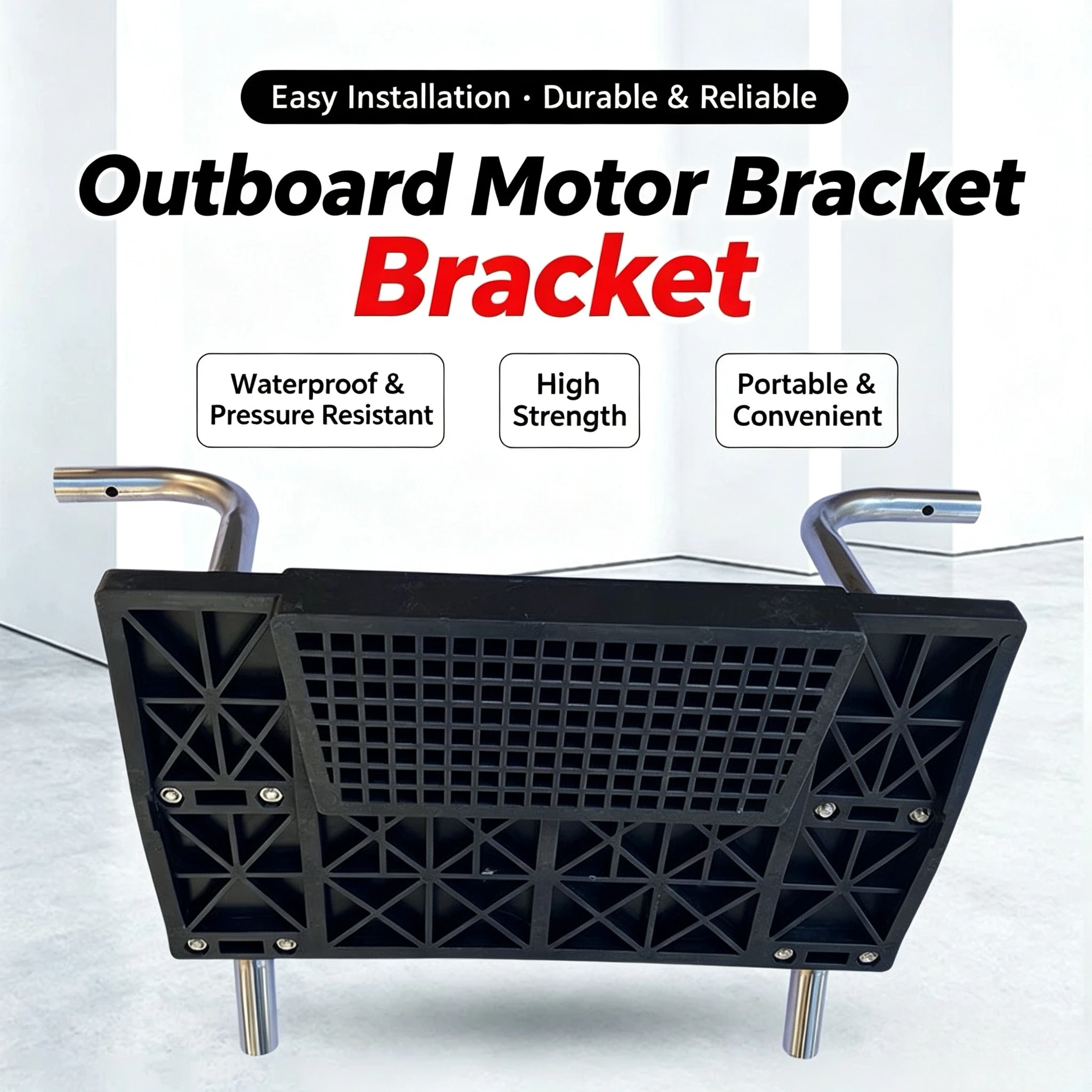 Outboard Motor Bracket, Transom Mount Holder for Fishing Boat, Inflatable Boat, Kayak & Rubber Boat