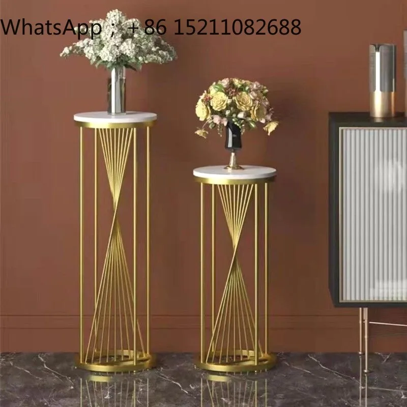 LLY living room high-grade marble flower stand floor-to-ceiling simple indoor shelf balcony light luxury round