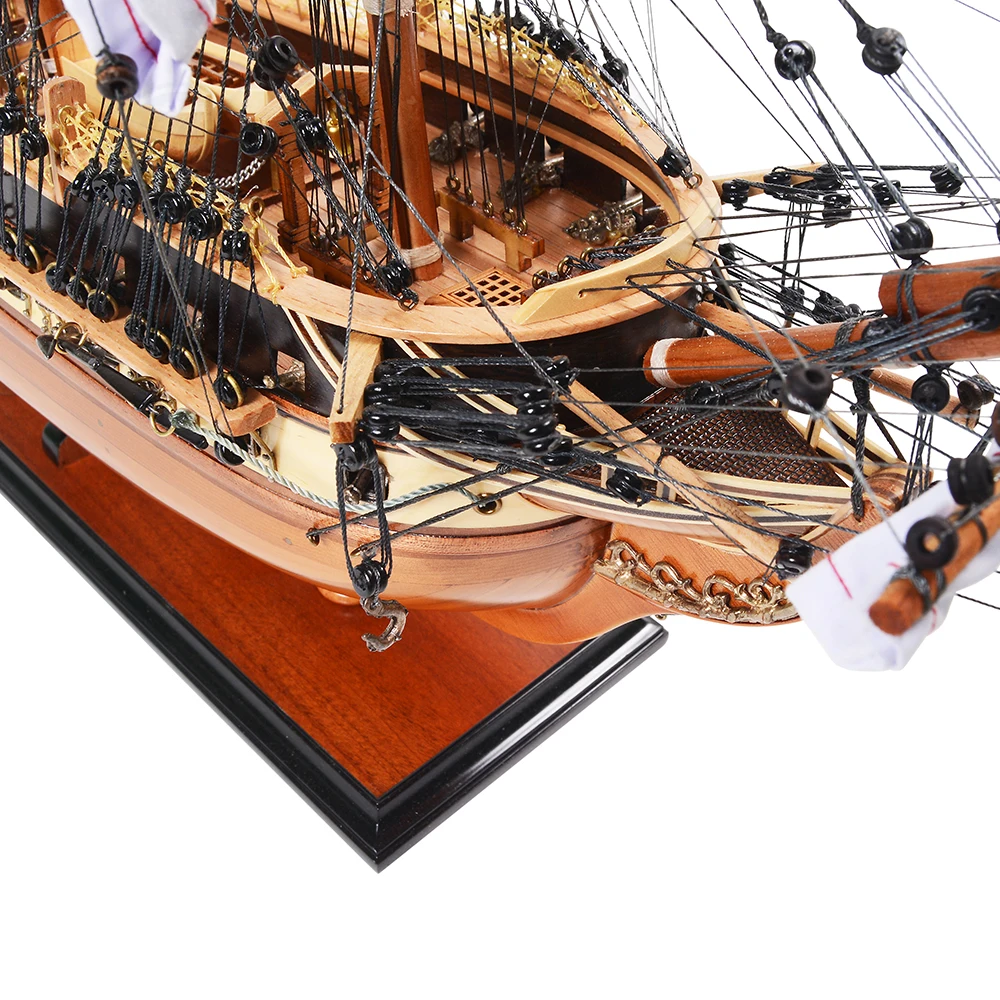 Handmade wooden model boat with full sail sail decoration gift