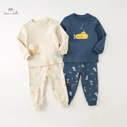 Dave Bella Children's Boy’s Pajamas Suit 2023 Autumn Winter New Fashion Casual Cotton Comfortable Print Cute Two-Piece DB4237176