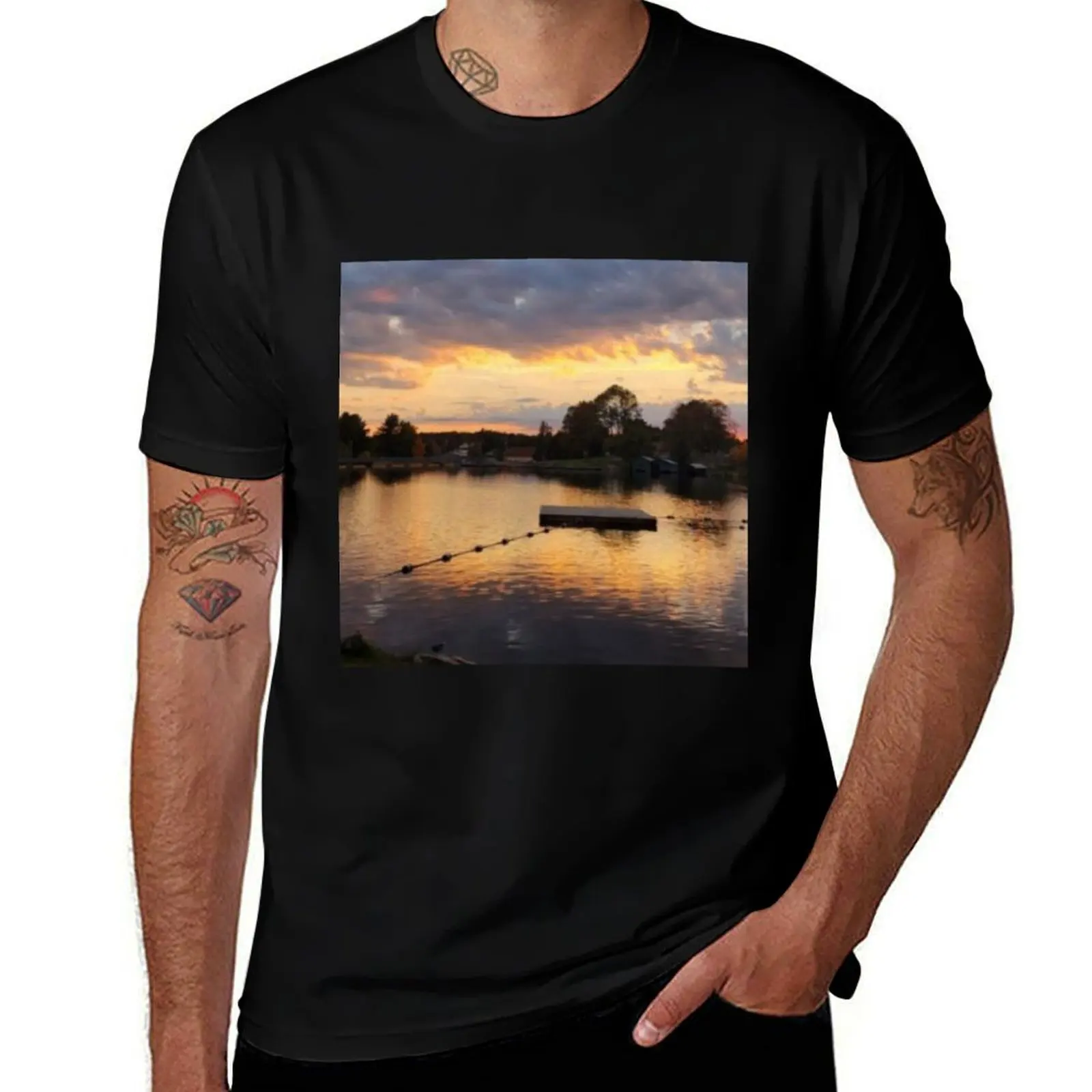 Sunset over the Magnetawan River - Northern Canada T-Shirt Plus Size All Match Tee Shirt