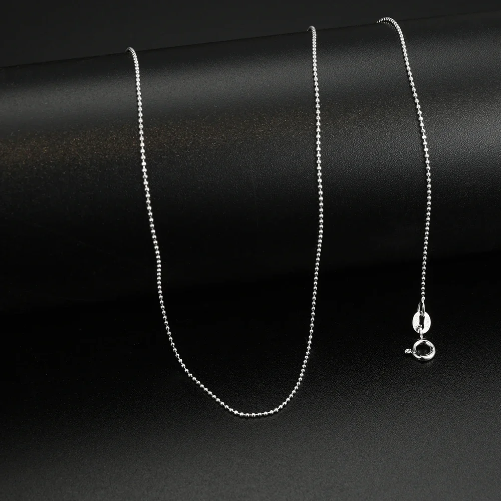 KOSE JEWELS Classic 925 Sterling Silver Ball Faceted Bead Chain Necklace for Women Fashion Bead Simple Necklace Jewelry CN03