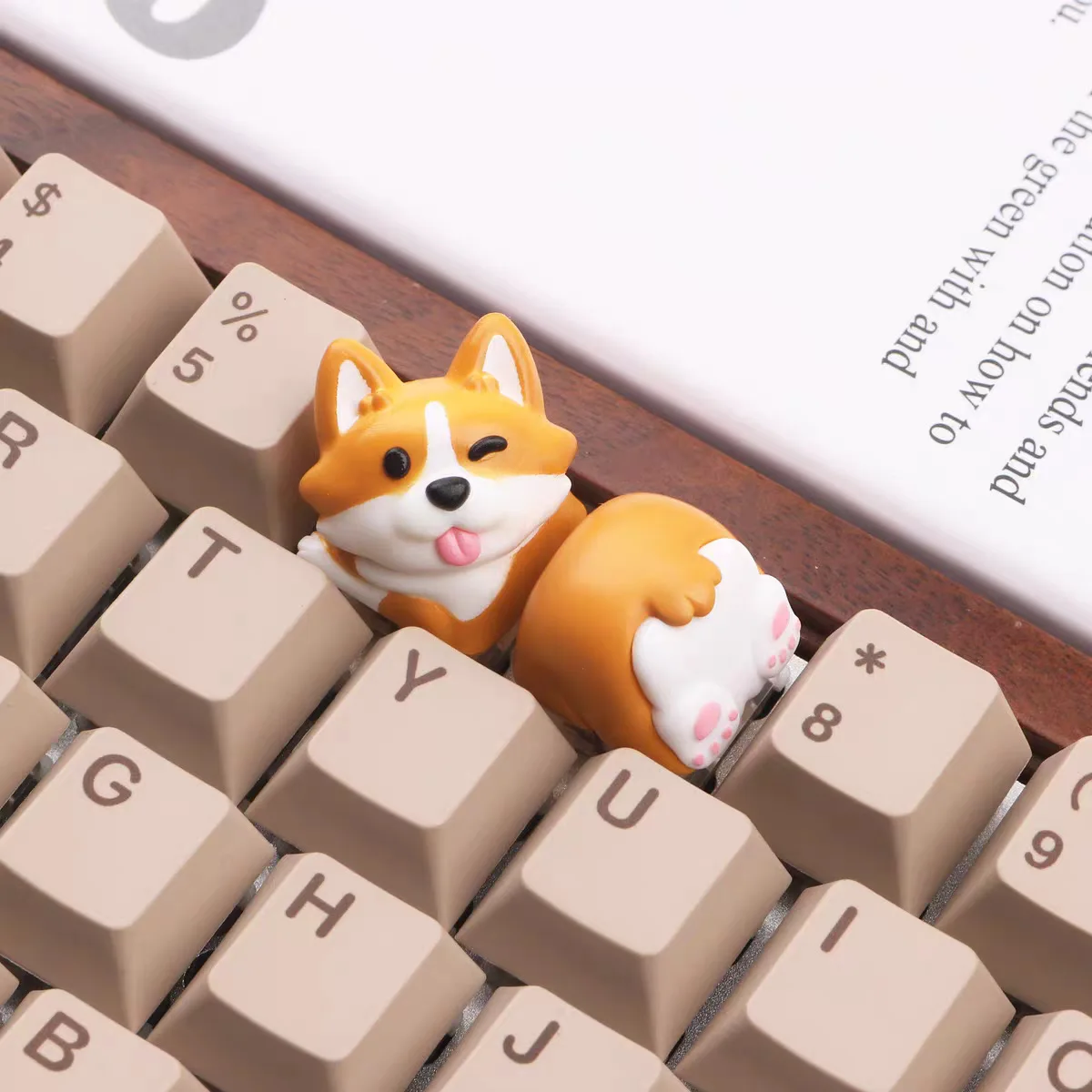 1 Paar Kawaii Corgi Tastenkappen Butt Chai Hund Mechanische Tastatur Tastenkappen Kreuzachse Cartoon Tastenkappe OEM Höhe Gaming Zubehör
