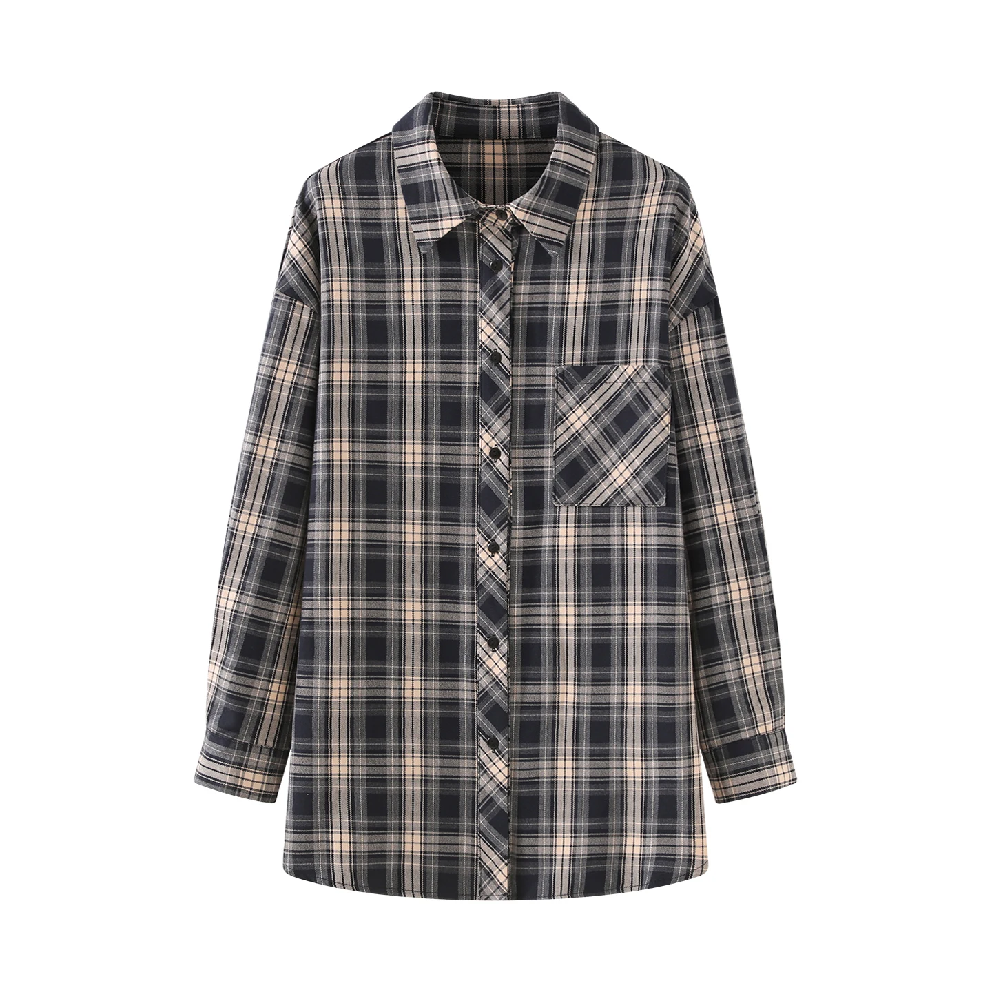 

Y2K Plaid Shirt Cardigan Loose Layered Style with Inner Top for Women Autumn
