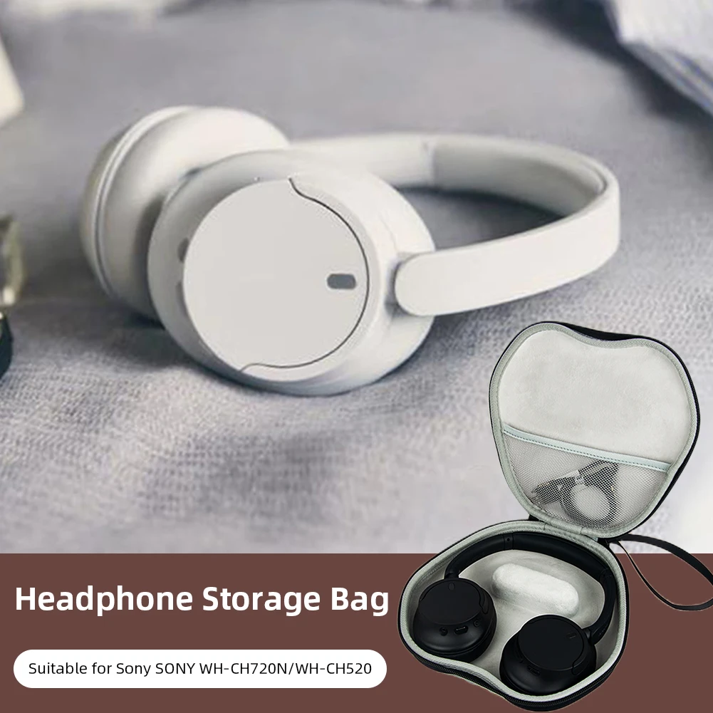 Tas penyimpanan membawa keras dengan tali tangan tas penyimpanan Headphone aksesoris Anti gores tahan debu untuk SONY WH-CH720N/WH-CH520