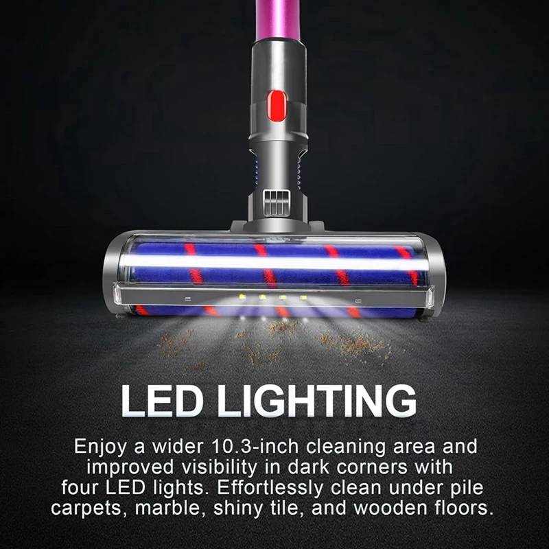 HOT Quick Release Roller Brush Head For Dyson V7 V8 V10 V11 V15 Vacuums - LED Light, Cleaning Head For Hard Floors & Carpet