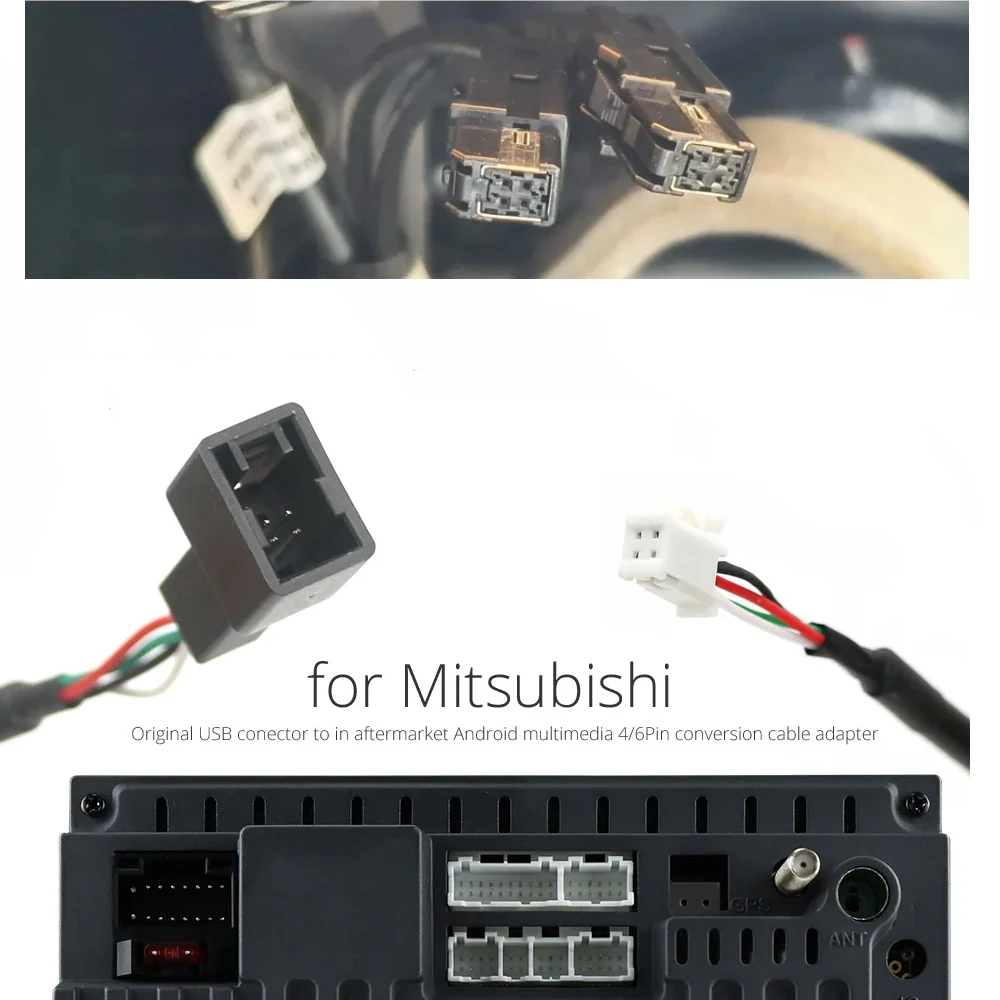 4 6 Pin Car Radio USB Male Input Media Data Wire Harness Cable Adapter For Mitsubishi PAJERO ASX Android Multimedia Player