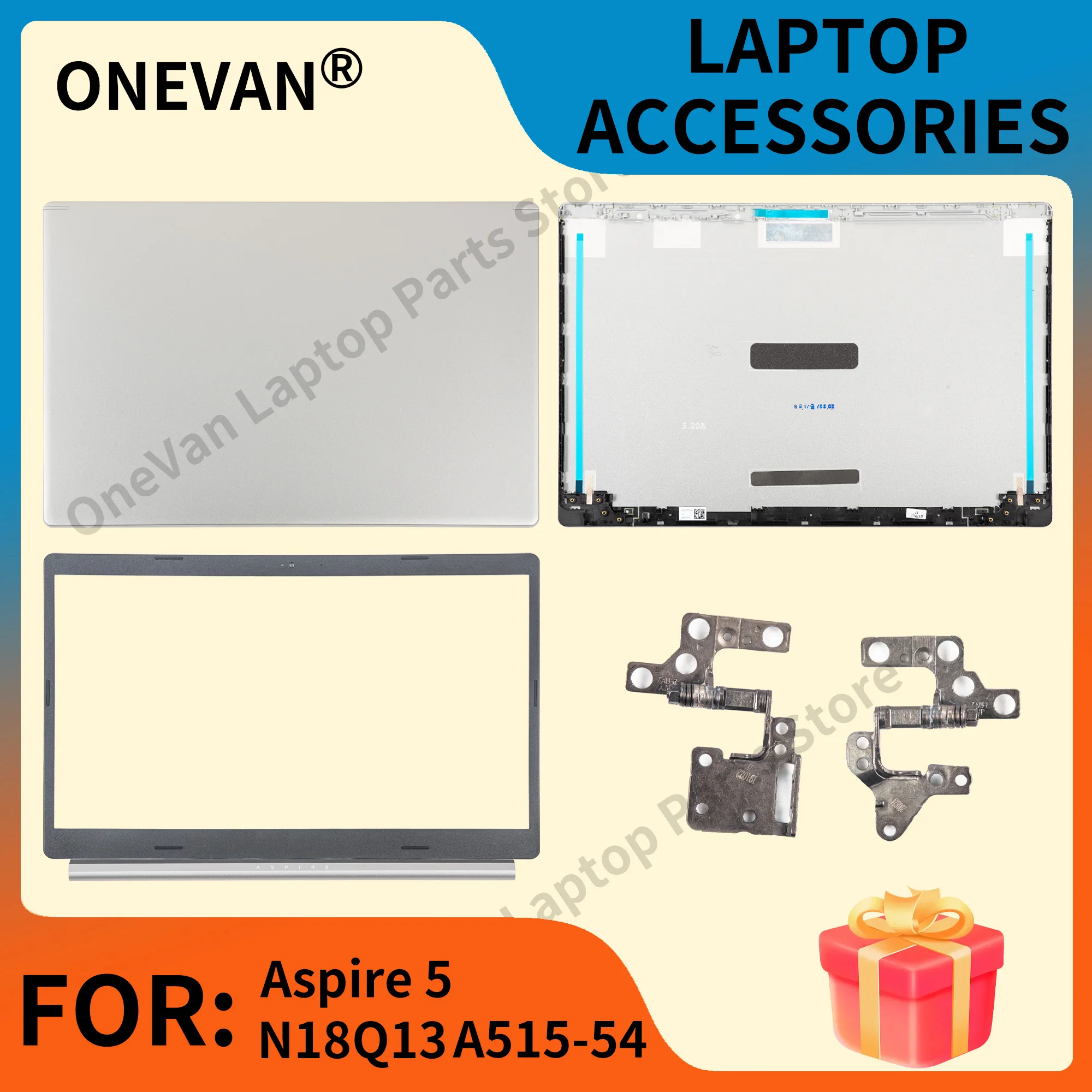 

Новинка для Acer Aspire 5 N18Q13 A515-54 55 54G 55G S50-51, запасные части для ноутбука, петли задней крышки ЖК-дисплея, задняя верхняя крышка, безель, черный, серебристый цвет