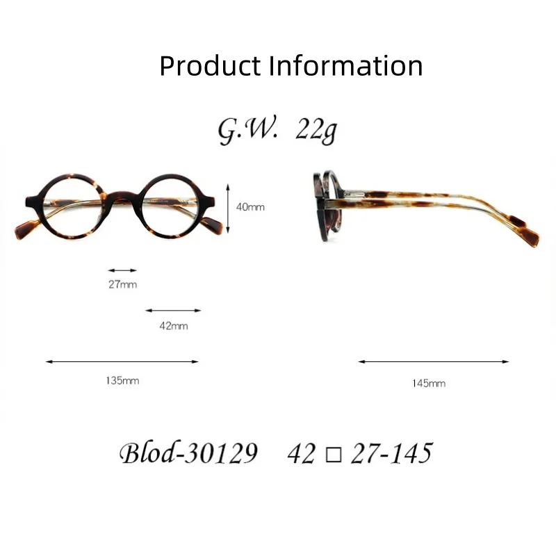 New 2024 Board Eyeglass Frame Retro Round Men's  Frame Ultra Light  Fashionable Optical Prescription Eyeglass Frame Women 30129