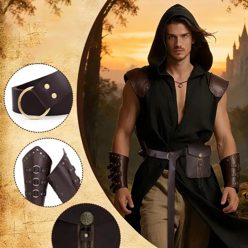 270D Halloween Vikinges accessoires déguisement Renaissances Costume médiéval ceinture bracelet
