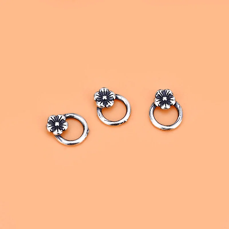 5PCS 925 Silvera Ccessories Tha Flower Peach Blossom Silver Ring Silver Ring Hand Woven jewelry DIY accessories materials
