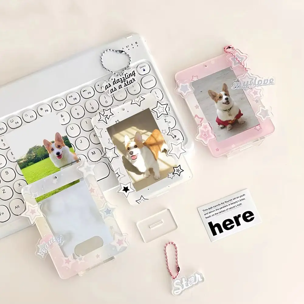 Desktop Decoration Korean Style Card Holder Transparent Star Student Card Cover Card Case Polaroid Photo ID Card Holders