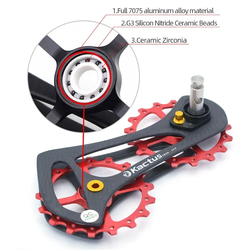 KACTUS Bicycle Rear Derailleur Cage Ceramic Bearing 11V Ceramic Pulleys Oversized Guide Wheel Fit for Shimano Ultegra Bike Parts