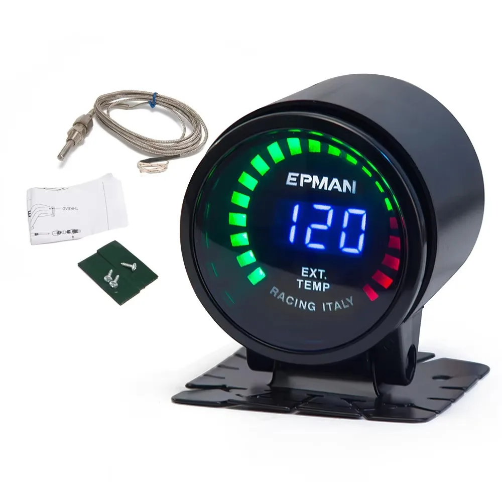 

Car Motor Auto 2" 52mm Digital Smoked 20 LED Exhaust Gas Temp Temperature EXT Gauge With Sensor EP-GA50EXTT