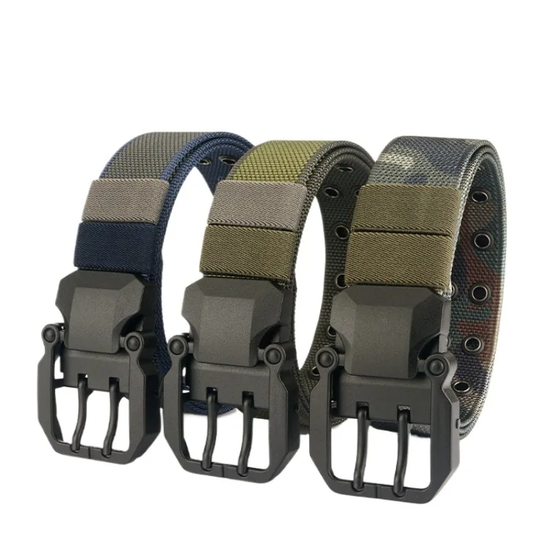 Tactical Nylon Belt Rotating Double Needle Buckle Double-Sided Reversible Webbing Belt Casual Military for Jeans Pants Outdoor