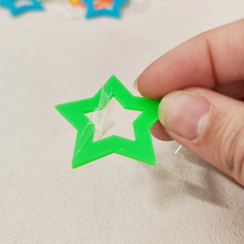 KUGUYS Hollow Out Colours Star Drop Earrings for Women Neon Acrylic Jewelry Sample Trendy Accessories