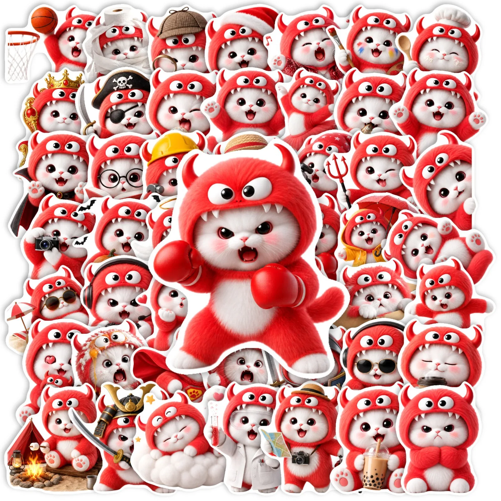 Kids Toys Laptop - 50pcs Red Plush Monster Hat Cat