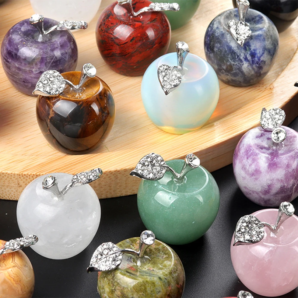 30MM Apple Statue Wholesale Christmas Home Decor Natural Stone Healing Crystal Amethyst Quartz Statue Carving Gift For Her - Image 6