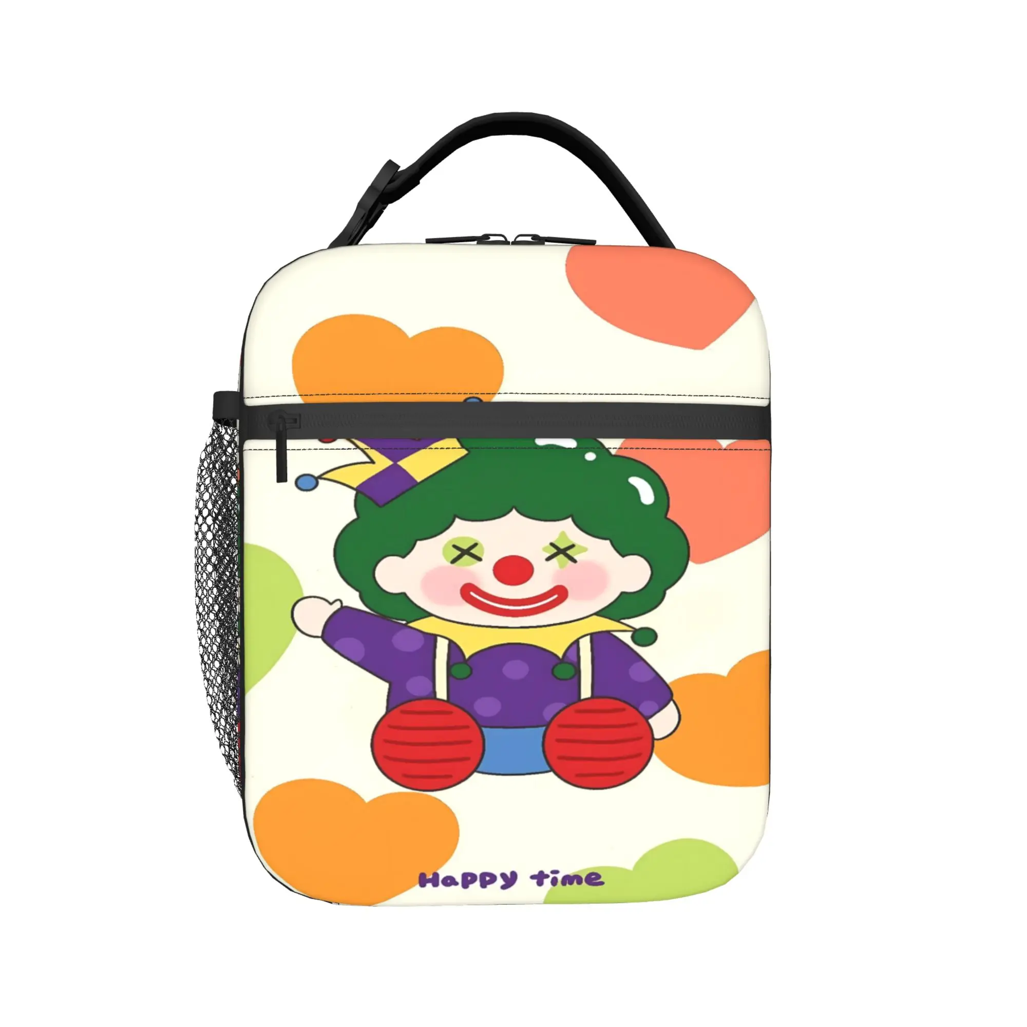Colorful Clown With Hearts Pattern Lunch Bag For Unisex  Outdoor Picnic Designer Lunch Box Fun Oxford Thermal Lunch Bags
