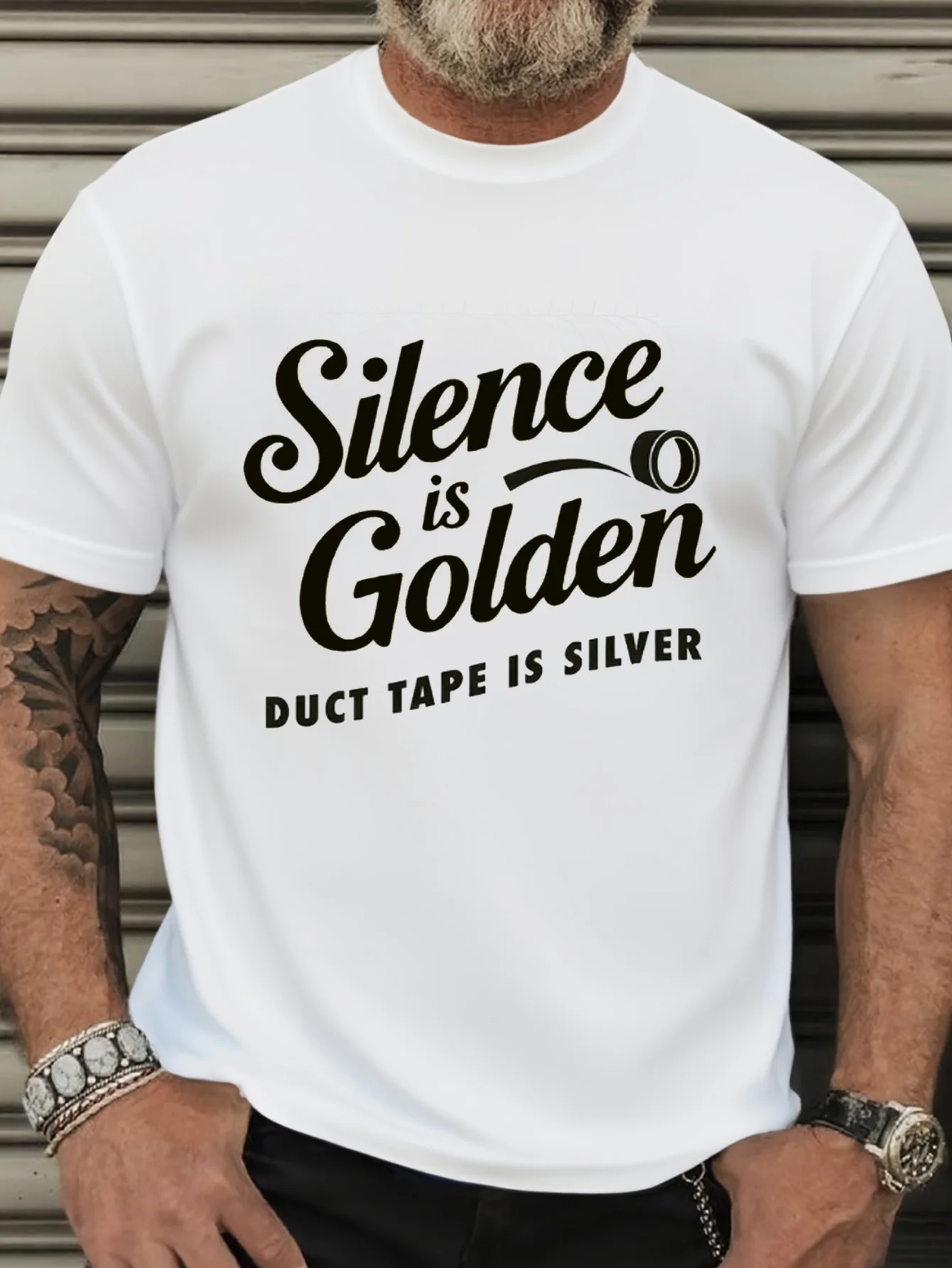 Men's short-sleeved T-shirt with street style, featuring funny and witty text slogan prints. A great Christmas gift.