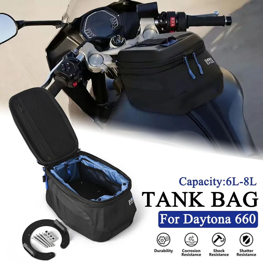 

Motorcycle Tank Bag Nylon Fuel Oil Tank Bag 6L Portable Card Phone Tool Bag Black Fits For Daytona 660 Daytona660 2024 2025 2026