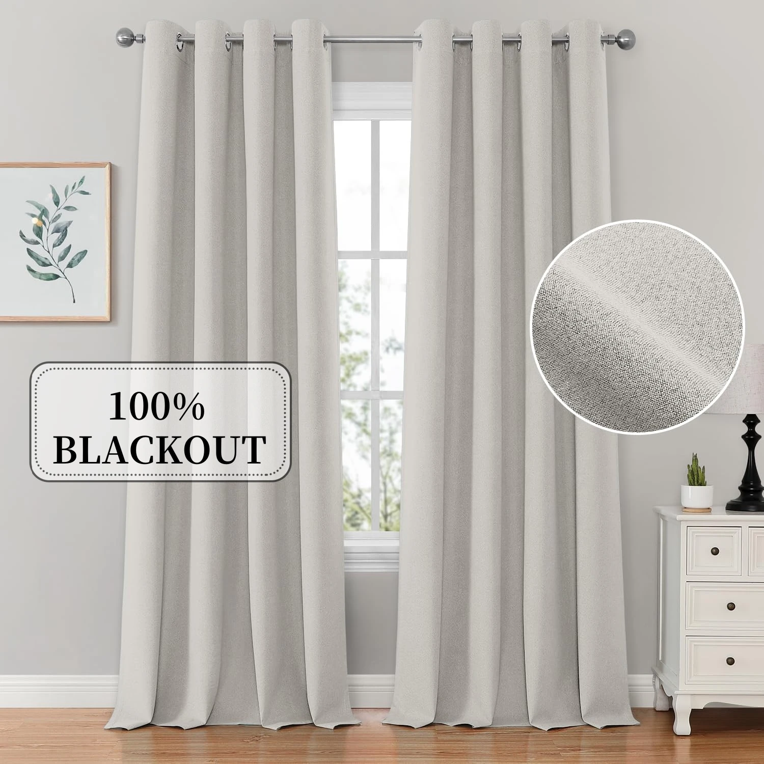 310cm Length Modern Solid Color Faux Linen Curtains, Custom Made, 100% Blackout, Finished, Living Room Bedroom Curtain