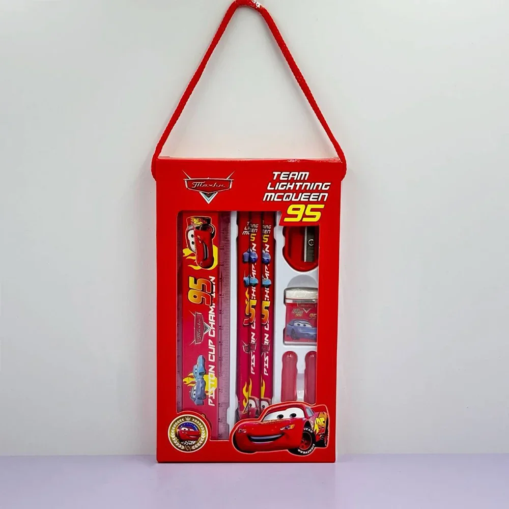 

Cars Lightning McQueen Stationery Set Pencil Eraser Ruler Pen Sharpener Cartoon Study Stationery School Supplies Christmas Gift