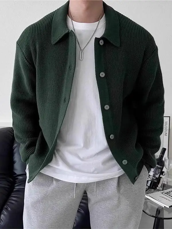 

Knitted Sweater Men's Autumn Winter Loose Casual Busin irt Korean Trendy Cardigan Men's Faion Urban Sle Lo...
