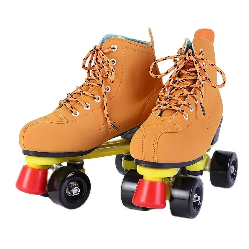 Chaussures de patinage pour adultes, patins à 4 roues, double nucleRoller, baskets à poulie clignotante, 4 roues, façades